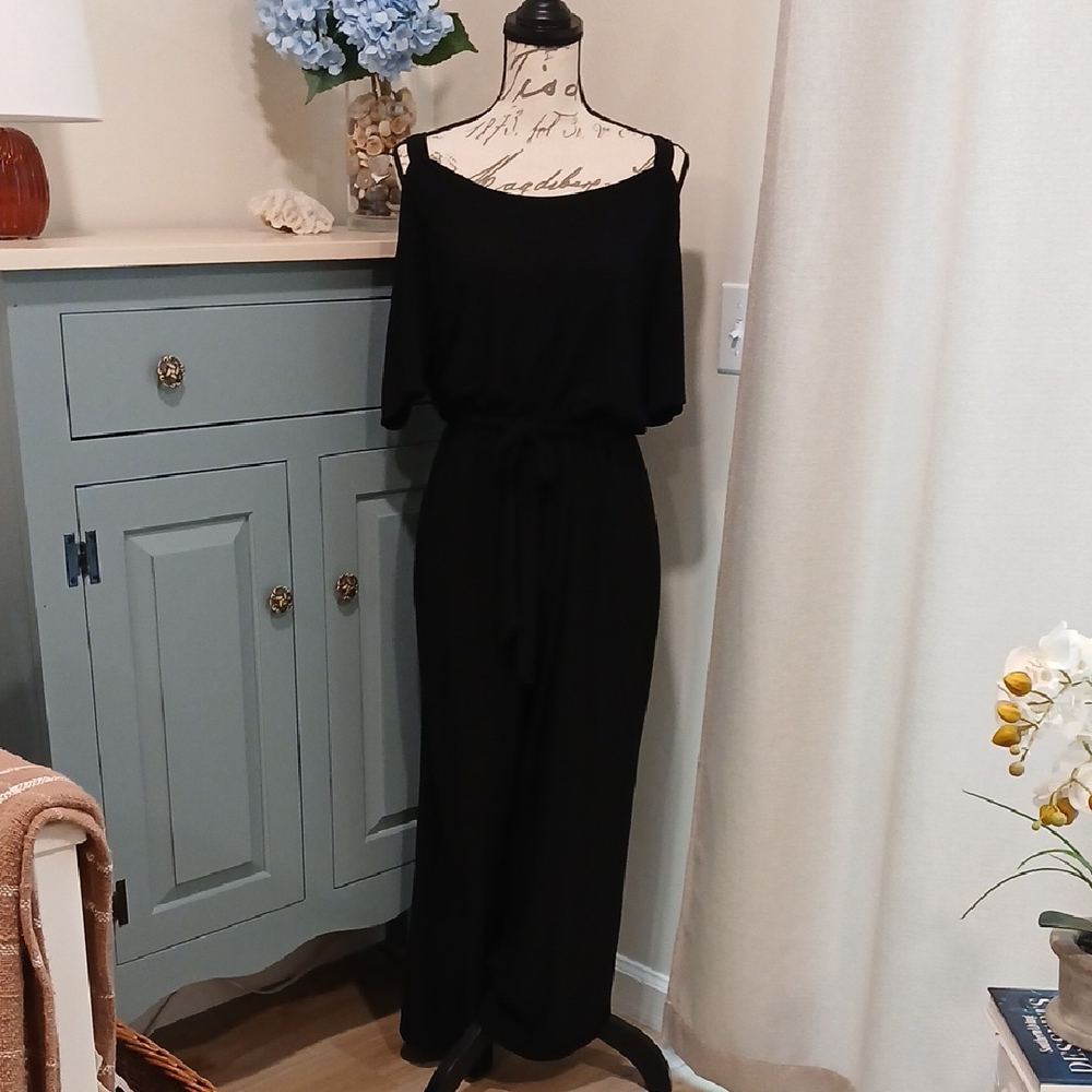 Emma & Michele Black Off-Shoulder Jumpsuit with Relaxed Silhouette